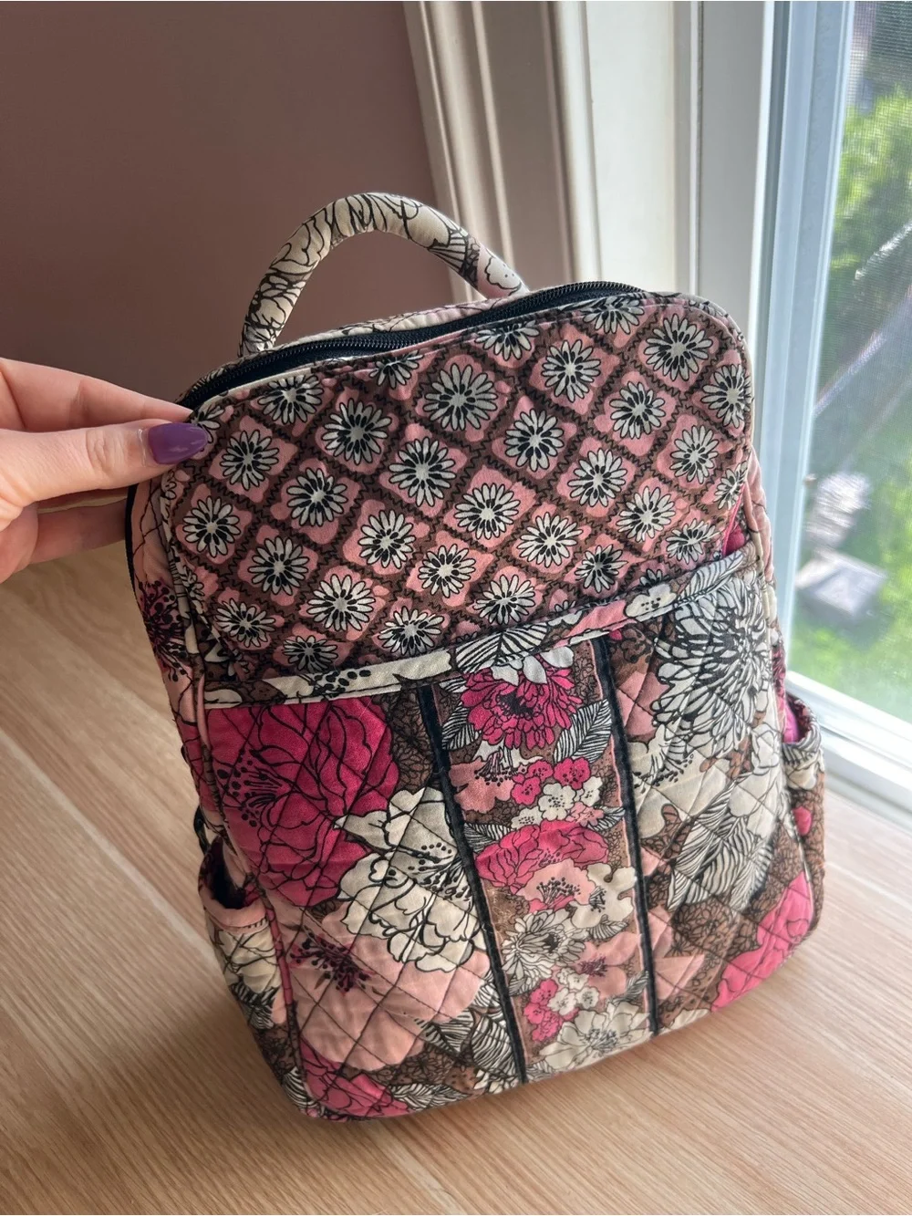 Vera Bradley Small Backpack Mocha Rouge Retired